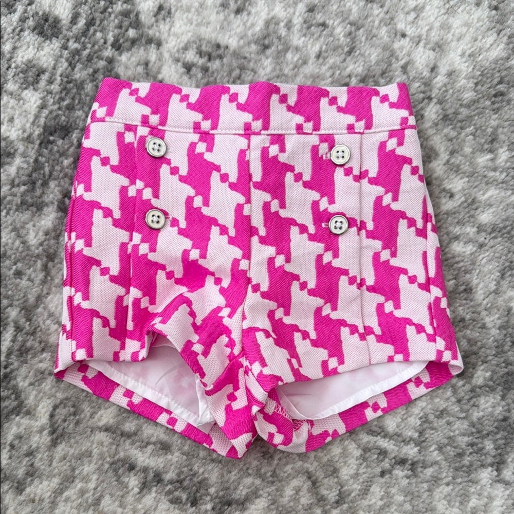 Pink and White Houndstooth Shorts